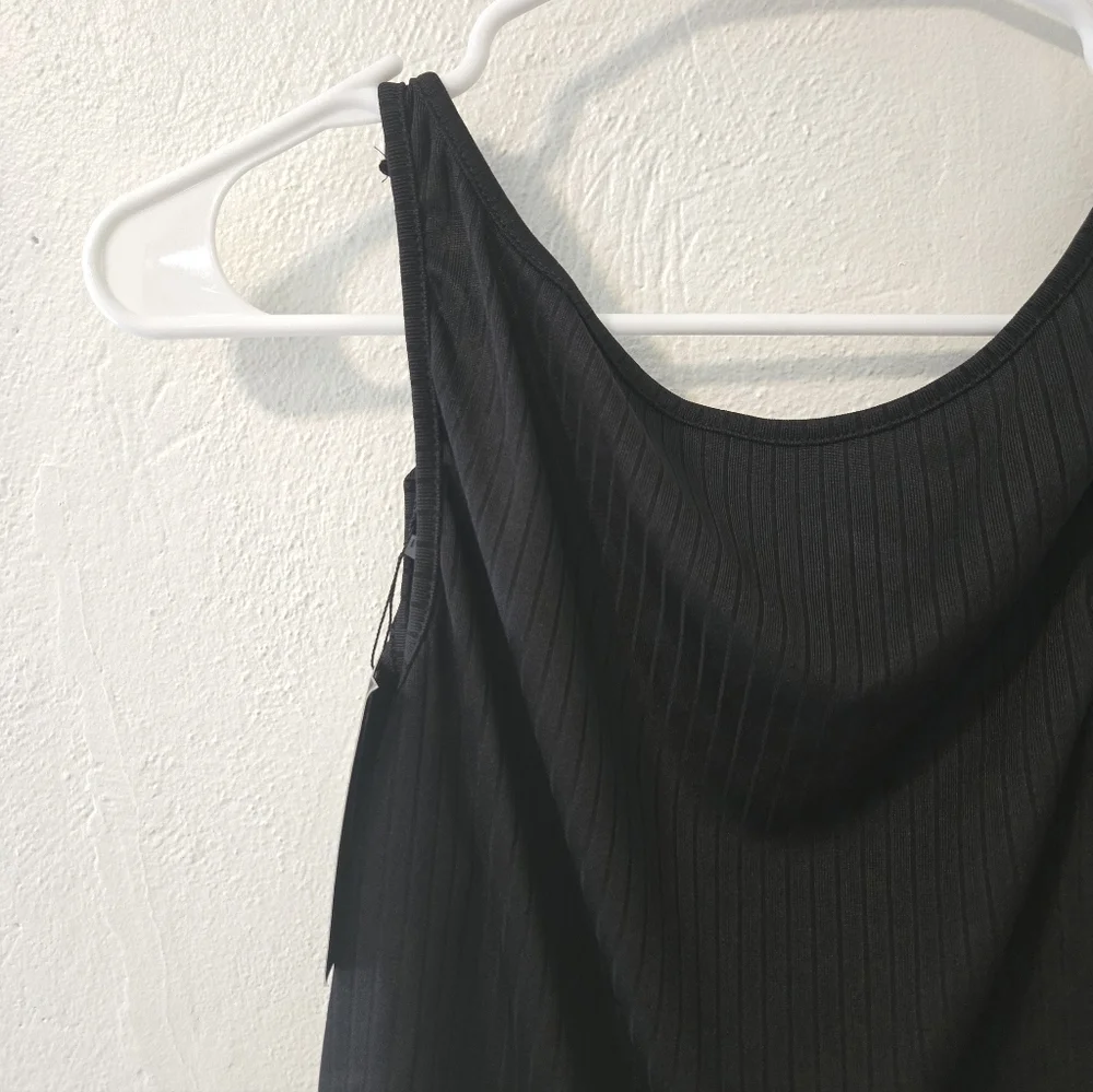 Scacto Black Ribbed Bodycon Flattering Tank Top NEW - Picture 3 of 8